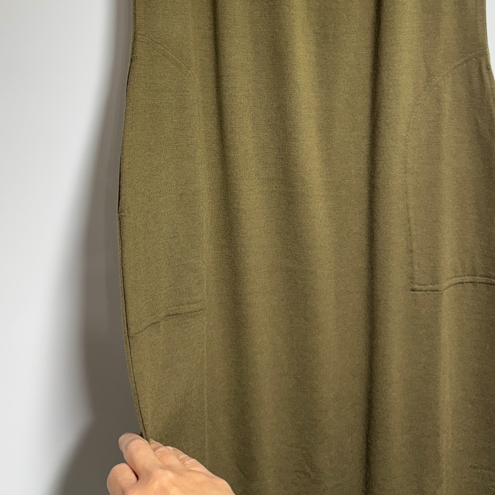 Olive Green Sleeveless Midi Dress - Picture 5 of 5